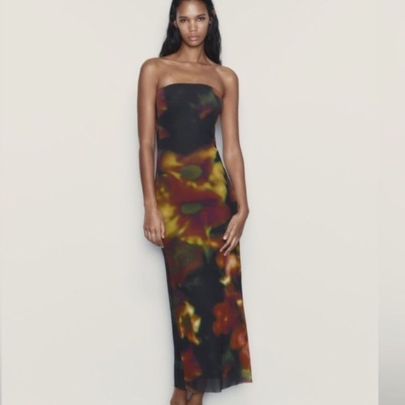 Strapless printed fitted dress - Picture 2 of 2